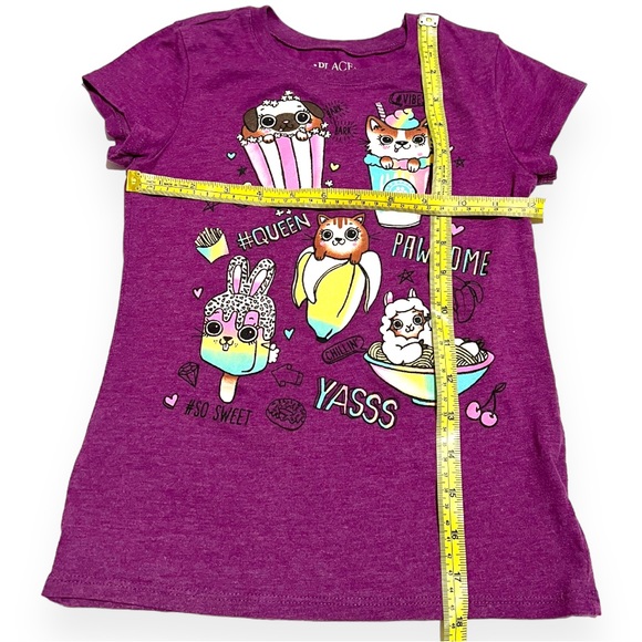Children’s Place S 5/6 Purple Heather shirt w/Animals in Desserts & Hashtags - Picture 7 of 8